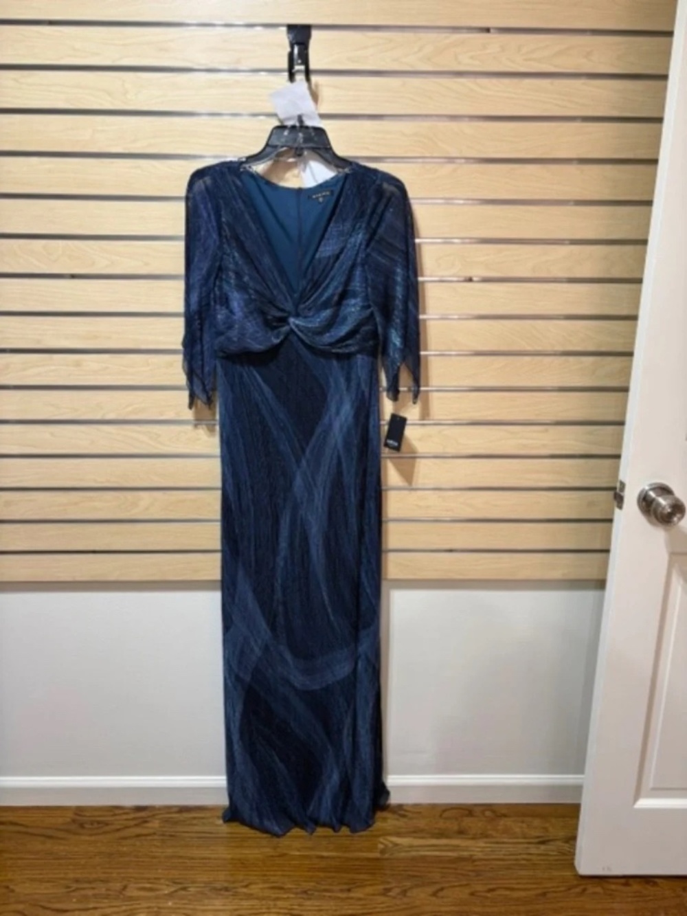 Marina NWT Navy Blue Draped Formal Evening Gown Dress Size 6